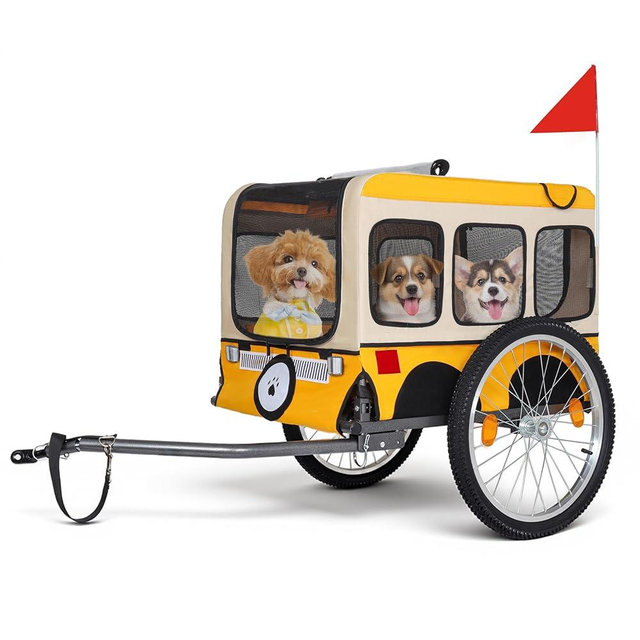 KEIKI Large Folding Bike Trailer for Dogs, Pet Bike Trailer for Medium Dogs Up to 88 lbs, 20 Inch Wheels, Heavy-Duty Steel Frame, All-Terrain Cycling, Jogging & Camping Adventure