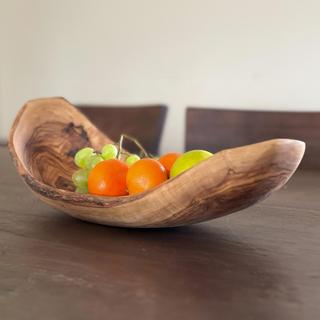 Italian Olivewood Boat Shaped Serving Bowl