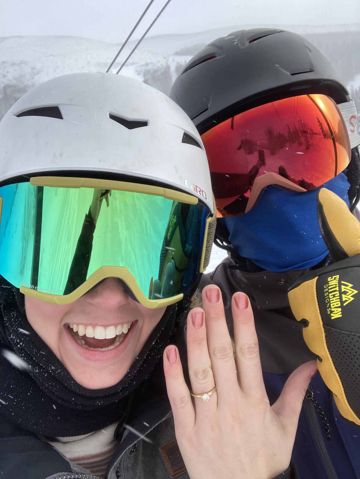 Skiing at Magic Mountain the day after Ben proposed.