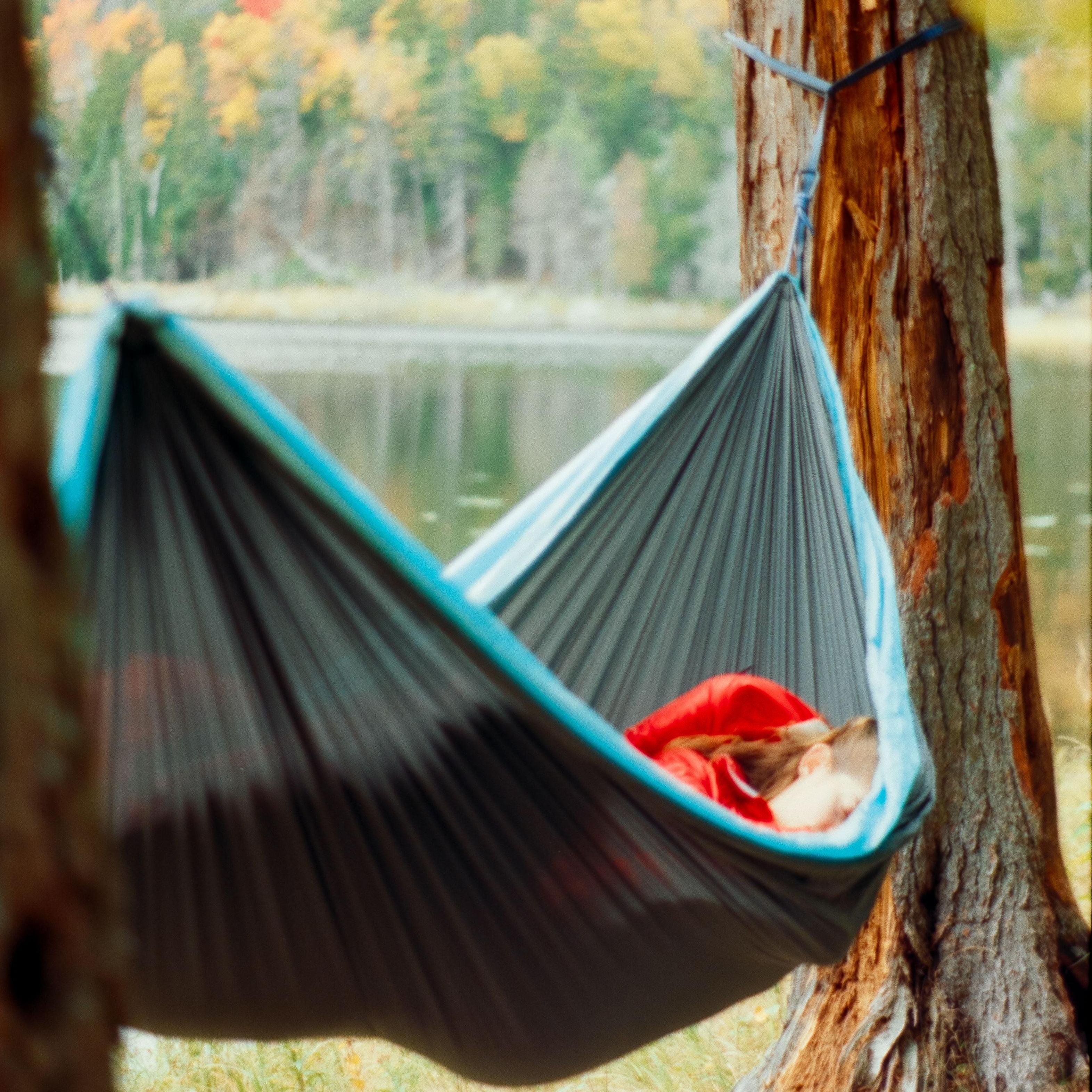 Enjoying a hammock nap at Giant's Washbowl after backpacking in the Adirondacks. Fall of 2021!