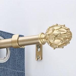 Curtain Rods for Windows 66 to 120 Inches 1 Inch Diameter Adjustable Drapery Rods Decorative Single Window Curtain Rods with Classic Finials, Gold