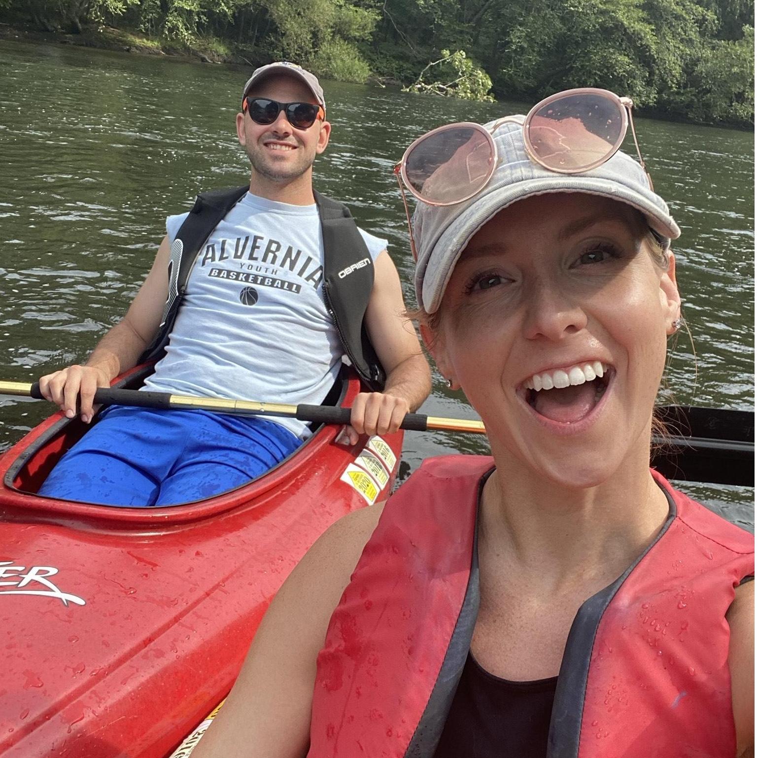 Kayaking on the Schuylkill River by our house.