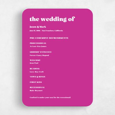 Pink Rounded Wedding Program - Peoria