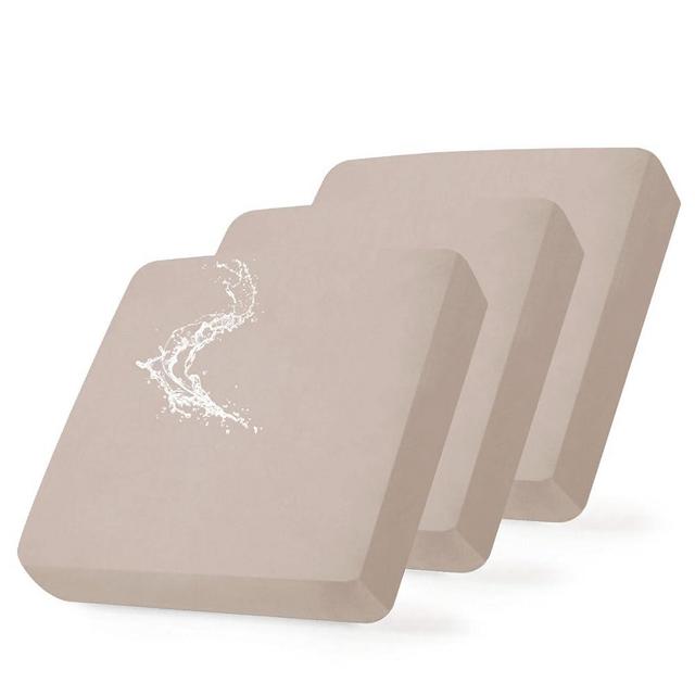 hyha Waterproof Couch Cushion Covers, Replacement Chair/Sofa Cushion Covers, Stretch Sofa Seat Cushion Slipcovers, Soft Flexibility Couch Covers for Pets with Elastic Bottom (3 Packs, Taupe)