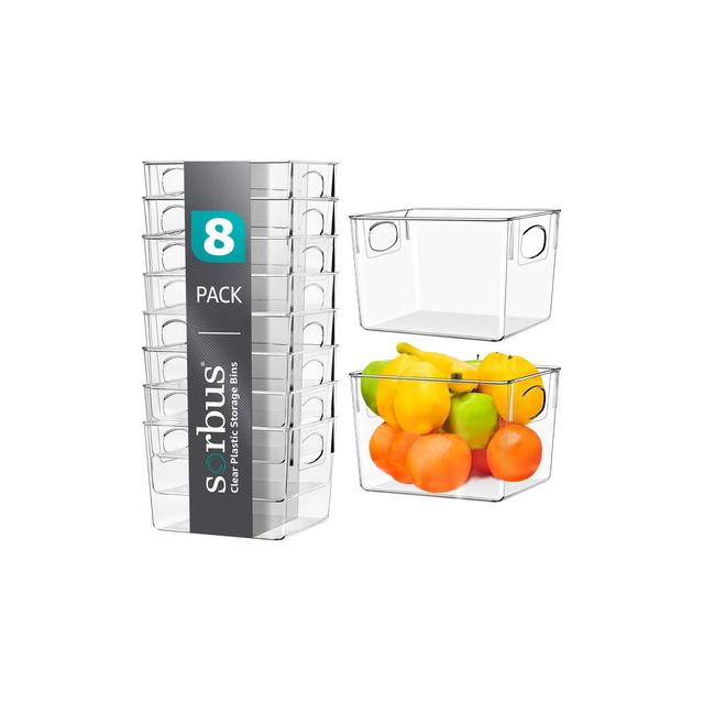Sorbus Acrylic Organizers - Medium Plastic Storage Bins for Kitchen, Cabinet Organizer, Pantry & Refrigerator - Clear 8 Pack