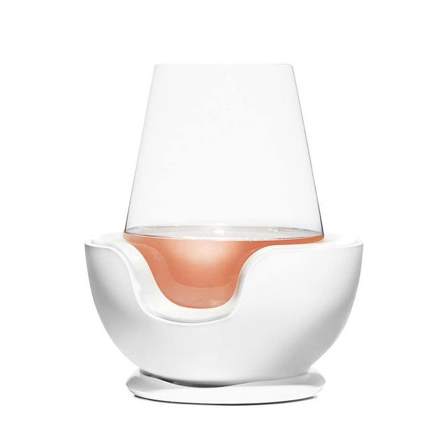 VoChill Stemless Wine Glass Chiller | Keep the Chill In Your Glass | New Wine Accessory | Separable & Refreezable Chill Cradle | Actively Chills Stemless Glassware | Quartz, Single Stemless