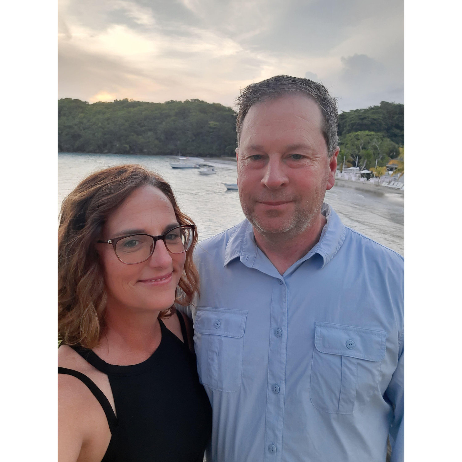 Looking all cute for dinner out in Jamaica.
