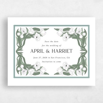 White Wedding Save the Date - Willmore Landscape