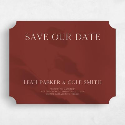 Red Ticket Wedding Save the Date - Lummin Landscape