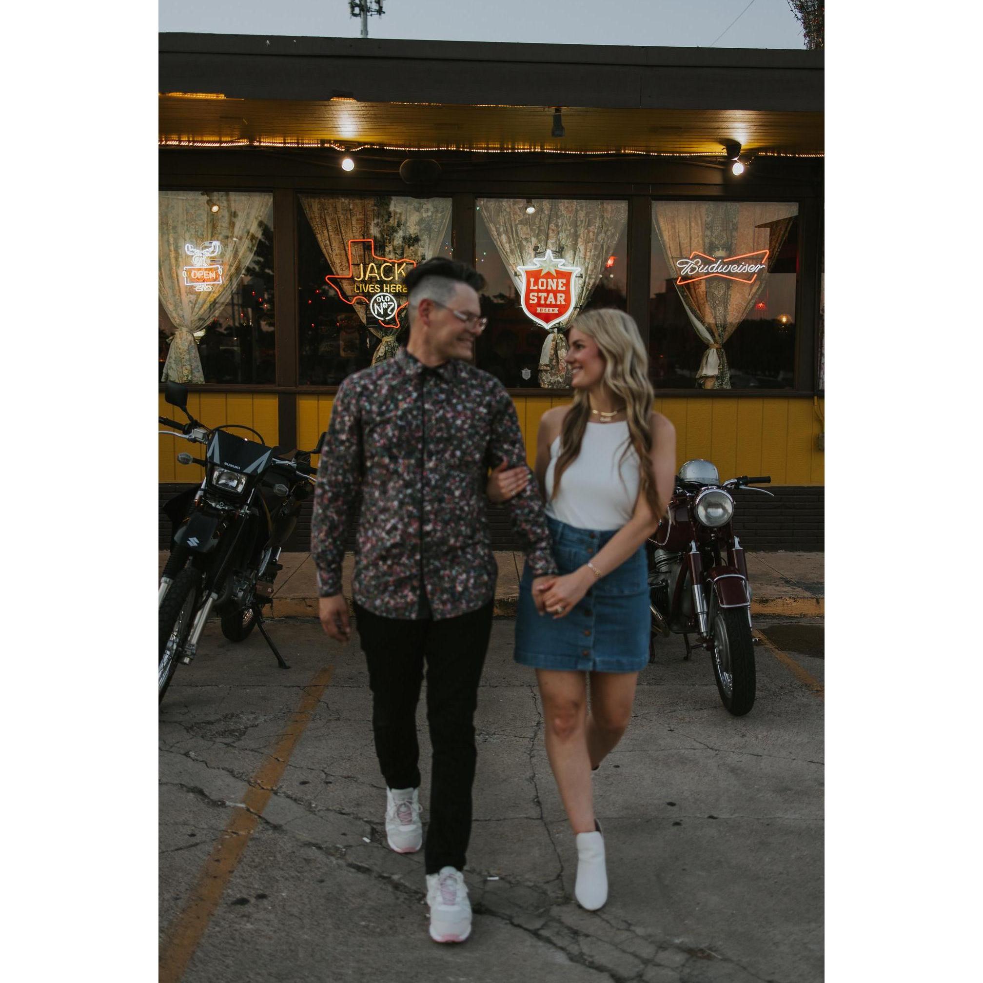 We had our first date at Double Wide in Deep Ellum,  Dallas. So naturally, we had to take some engagement photos there!