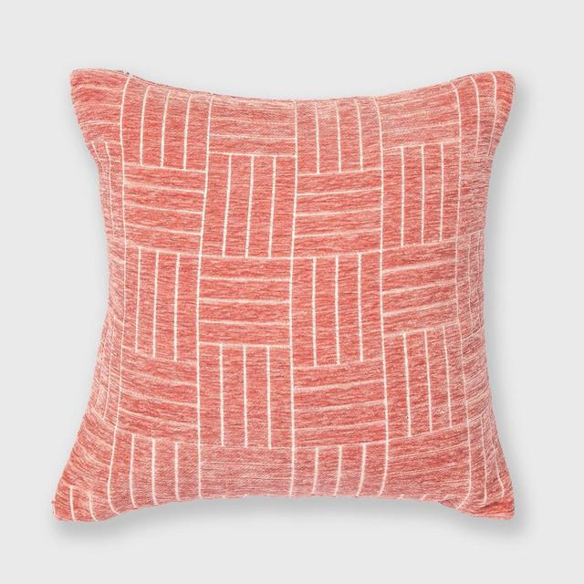 18"x18" Staggered Stripe Chenille Woven Jacquard Throw Pillow Spanish Villa - Freshmint
