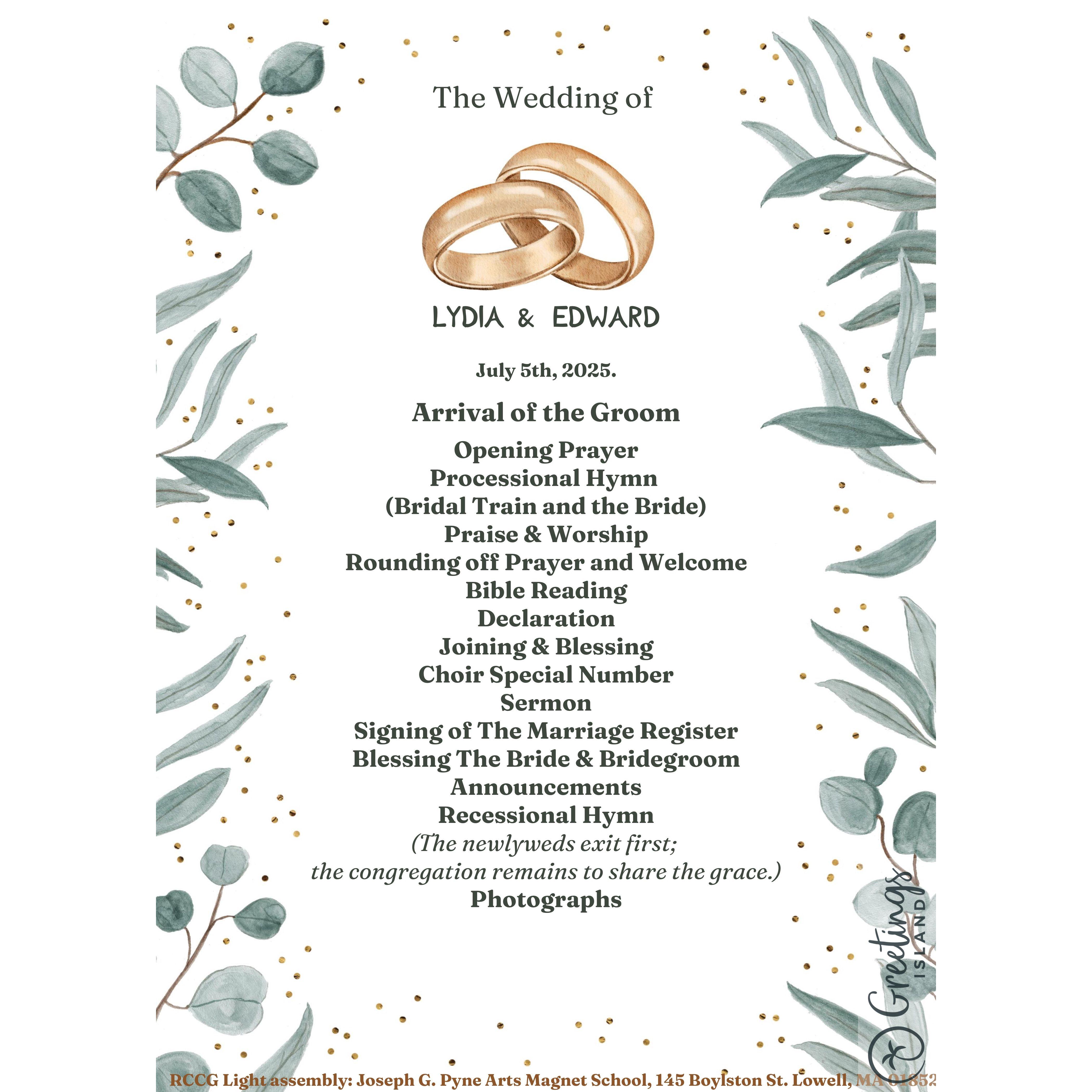 Wedding Program order- Pg 1