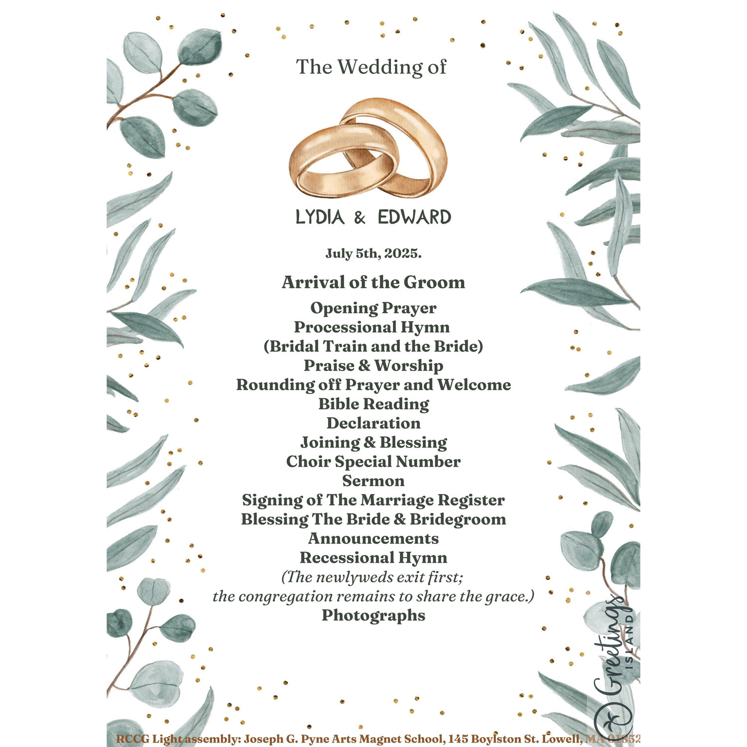 Wedding Program order- Pg 1