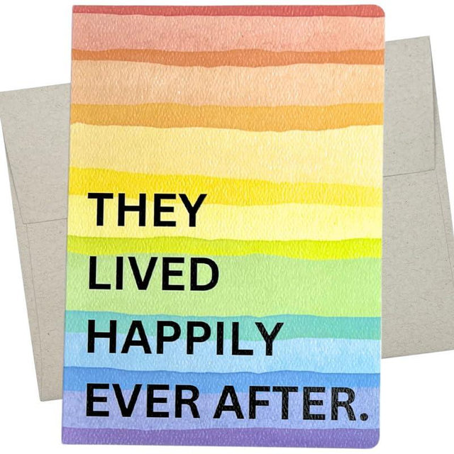 LGBTQ+ Wedding Card (1 Premium Card, 5X7 Inch, Blank Inside) Rainbow Gay and Lesbian Wedding and Engagement Card for Him, Her, They - 1131