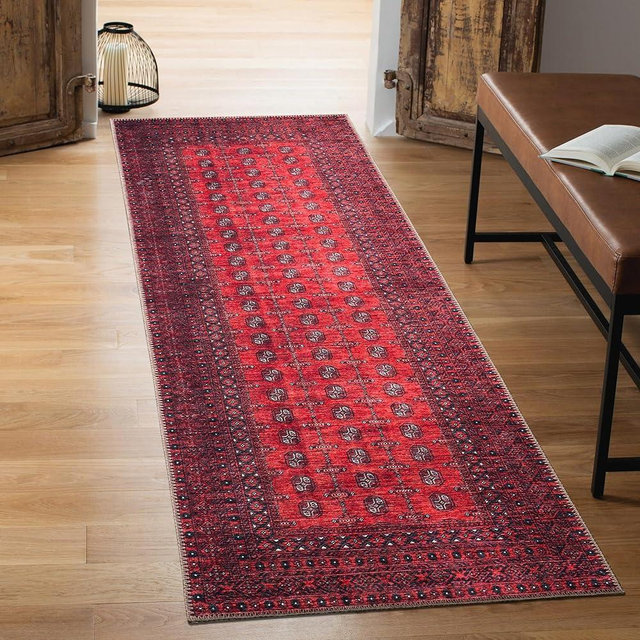 Keen Home Design 30"x120" Rug - Machine Washable Runner Rug with Non-Slip Backing, Ideal for Hallway, Entryway, Kitchen, Laundry Room - Vintage, Easy Clean, Durable, Low Pile - (2'6" x 10')