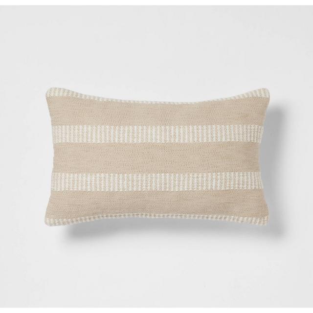 Woven Linework Lumbar Throw Pillow Neutral - Threshold™