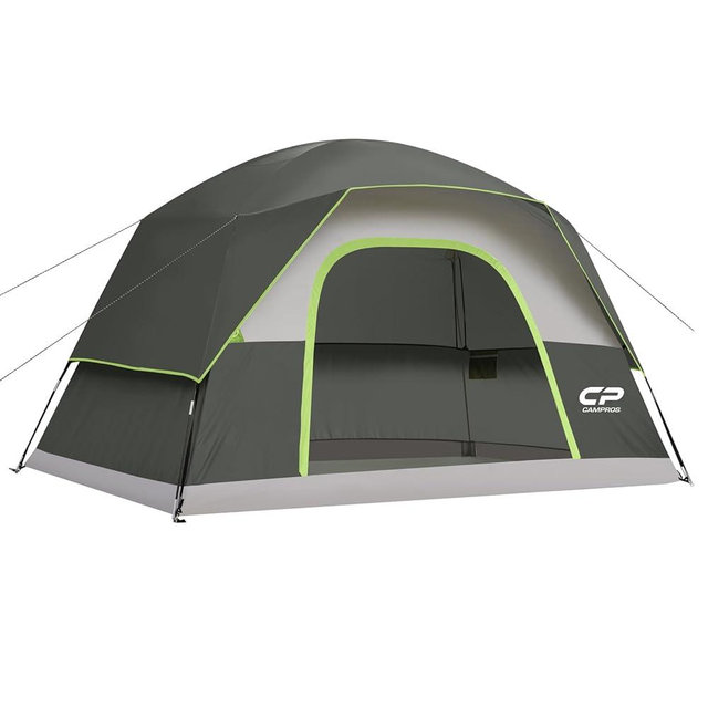 CAMPROS CP Camping Tent 2/4/6 Person, Waterproof Windproof Double Layer Dome Tent, Easy Setup with Large Mesh Windows & Wide Door for Outdoor Camping Backyard
