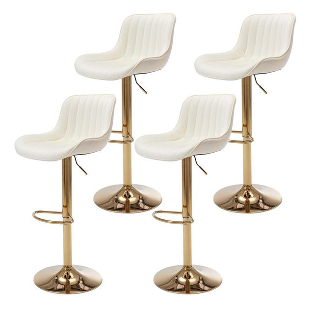 ECHINGLE Velvet Bar Stools Set of 4 - Swivel Counter Height Barstools with Back & Adjustable Height, Modern Gold Kitchen Island Stools for Bar, Armless Pub Stools, Soft Beige Upholstered Seating