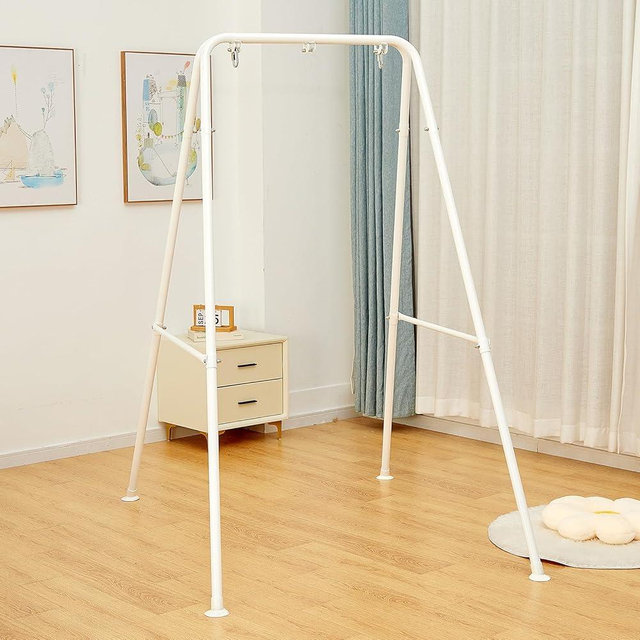 SELFLA Foldable Hammock Stand, Portable Chair Stand, Heavy Duty Folding Frame for Indoor or Outdoor, 300 lbs Capacity, Easy to Assemble & Store (Chair Not Included) - White