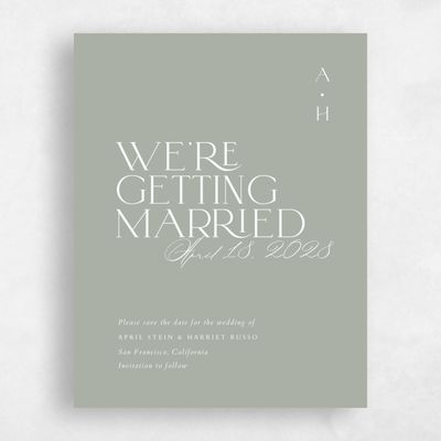 Pale Sage, Green Wedding Save the Date - Grayson Portrait