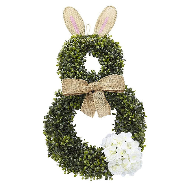 The Lakeside Collection Cottontail Easter Bunny Wreath - Spring Season Front Door Decoration