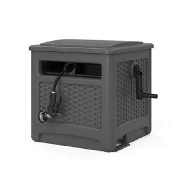 Suncast Wicker Hideaway Plastic 225-ft Container Hose Reel