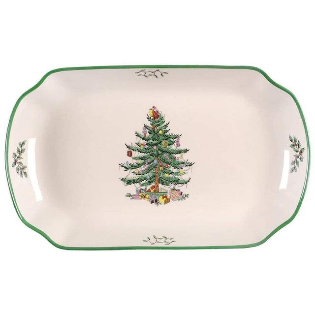 Spode 1667327 Rectangular Scalloped Tray, Green