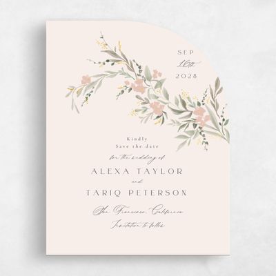 Beige Half arch Wedding Save the Date - Darcy Portrait Foil