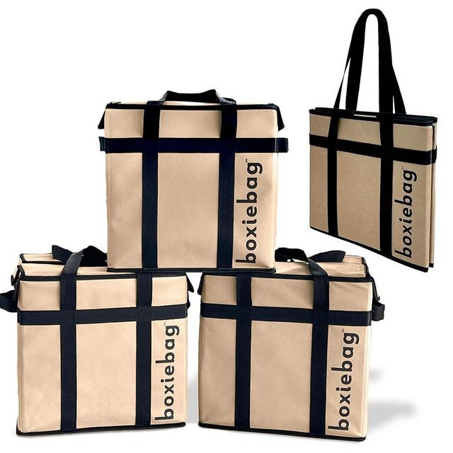 THE ORIGINAL BOXIEBAG (3-Pack) Collapsible Reusable Insulated Grocery Bag/Box - Stackable Heavy Duty Everyday Tote Bag - Folds Flat - Durable - Versatile - Innovative
