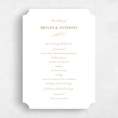 White Ticket Wedding Program - Brendlyn