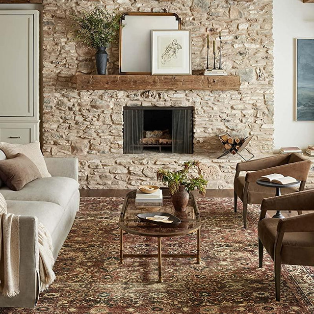 Magnolia Home by Joanna Gaines x Loloi Banks Collection BAN-04 Machine Washable Brick / Ivory 7'-6" x 9'-6" Area Rug