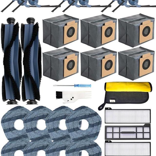 Yivy 29 Pack Replacement Parts Compatible with Eufy X10 Pro Omni Robotic Vacuum Cleaner,2 Main Brushes,6 Sweeping Brushes,4 HEPA Filters,6 Vacuum Bags,8 Mop Pads,etc.