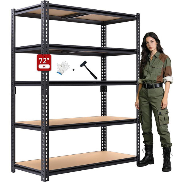 ZEUKMXOO 72" H Storage Shelves,Storage Shelves Heavy Duty,2400LBS Metal Shelving Units,Adjustable Garage Shelving Heavy Duty for Garage Storage,Warehouse,16"x35.5"x72"