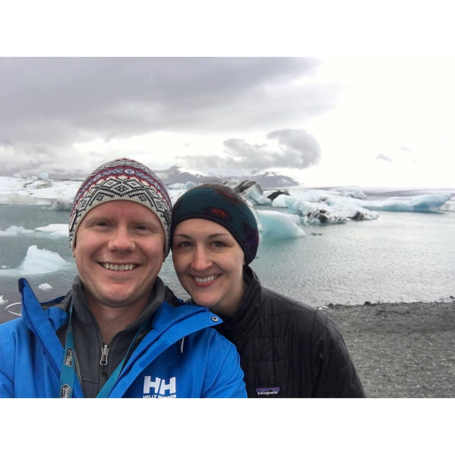 Admiring a large glacial lake in Iceland