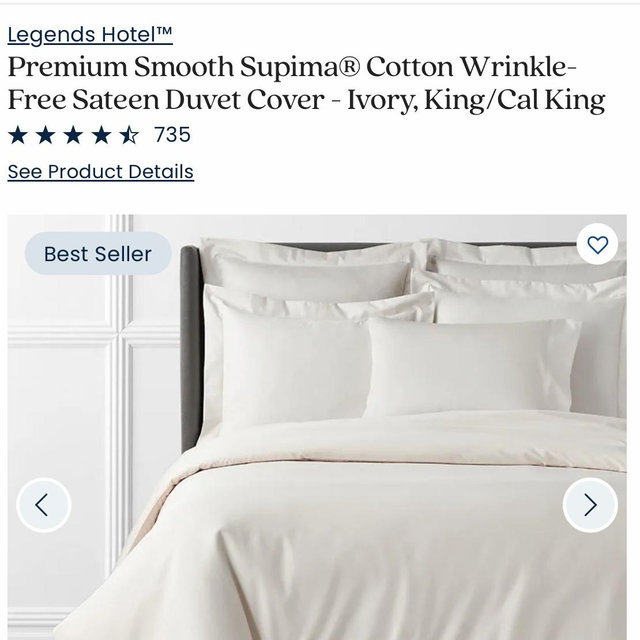Premium Smooth Supima® Cotton Wrinkle-Free Sateen Duvet Cover in Ivory