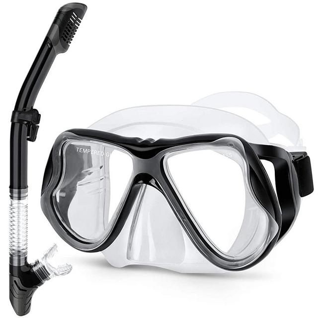 Greatever Dry Snorkel Set,Panoramic Wide View,Anti-Fog Scuba Diving Mask,Easy Breathing and Professional Snorkeling Gear for Adults