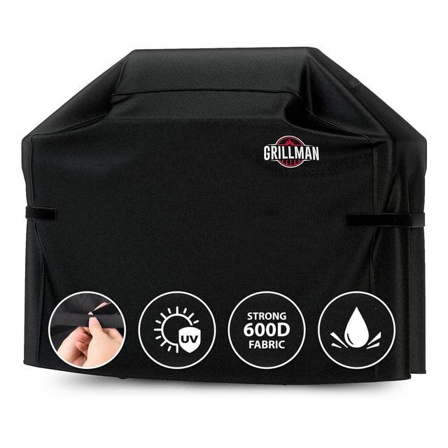 Grillman Premium BBQ Grill Cover, Heavy-Duty Gas Grill Cover for Weber Spirit, Weber Genesis, Char Broil etc. Rip-Proof & Waterproof (60" L x 28" W x 44" H, Black)