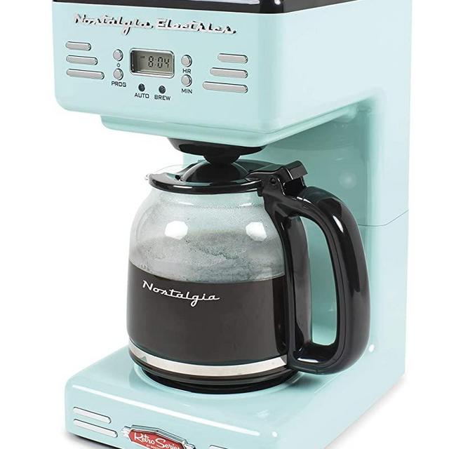 Nostalgia RCOF12AQ New & Improved Retro 12-Cup Programmable Coffee Maker With LED Display, Automatic Shut-Off & Keep Warm, Pause-And-Serve Function