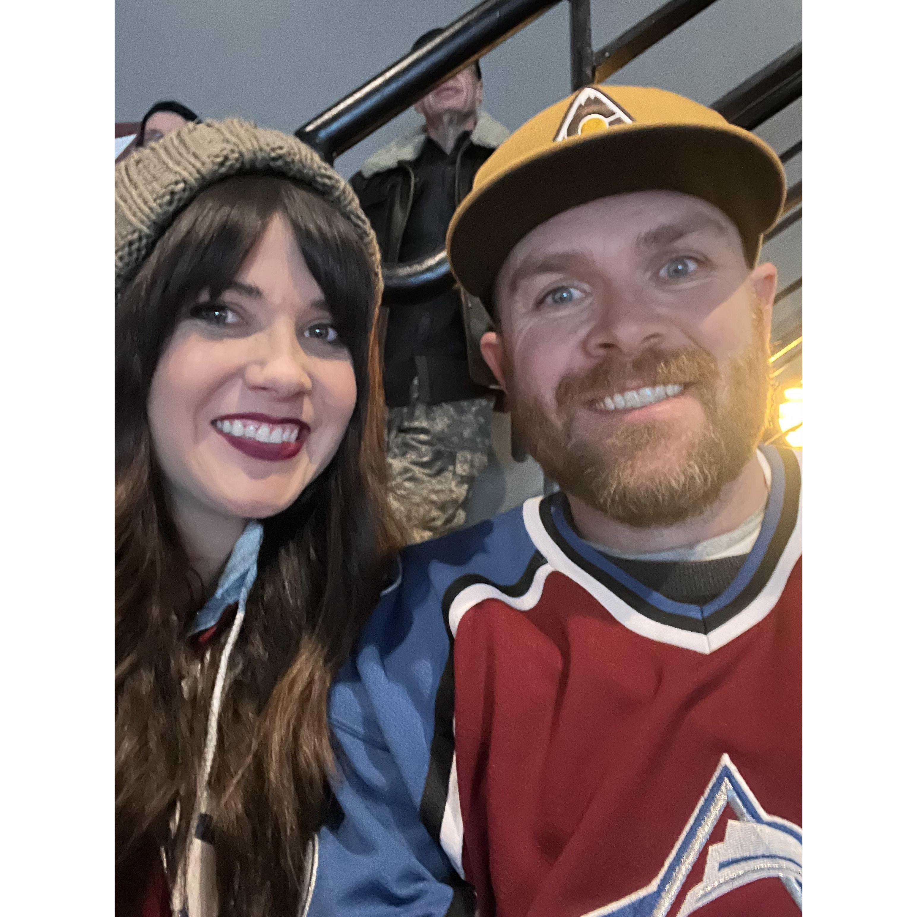 Our favorite night night activity, Go Avs!