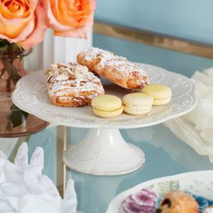 Lenox French Perle Pedestal Cake Plate, Medium, White -