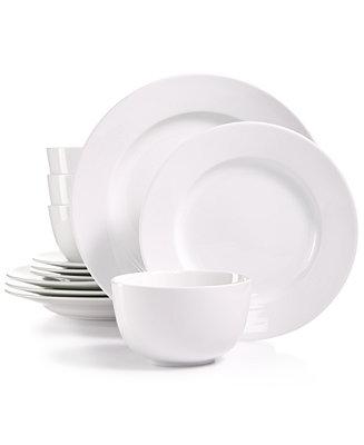 Whiteware 12-Pc. Dinnerware Set, Service for 4, Created for Macy's