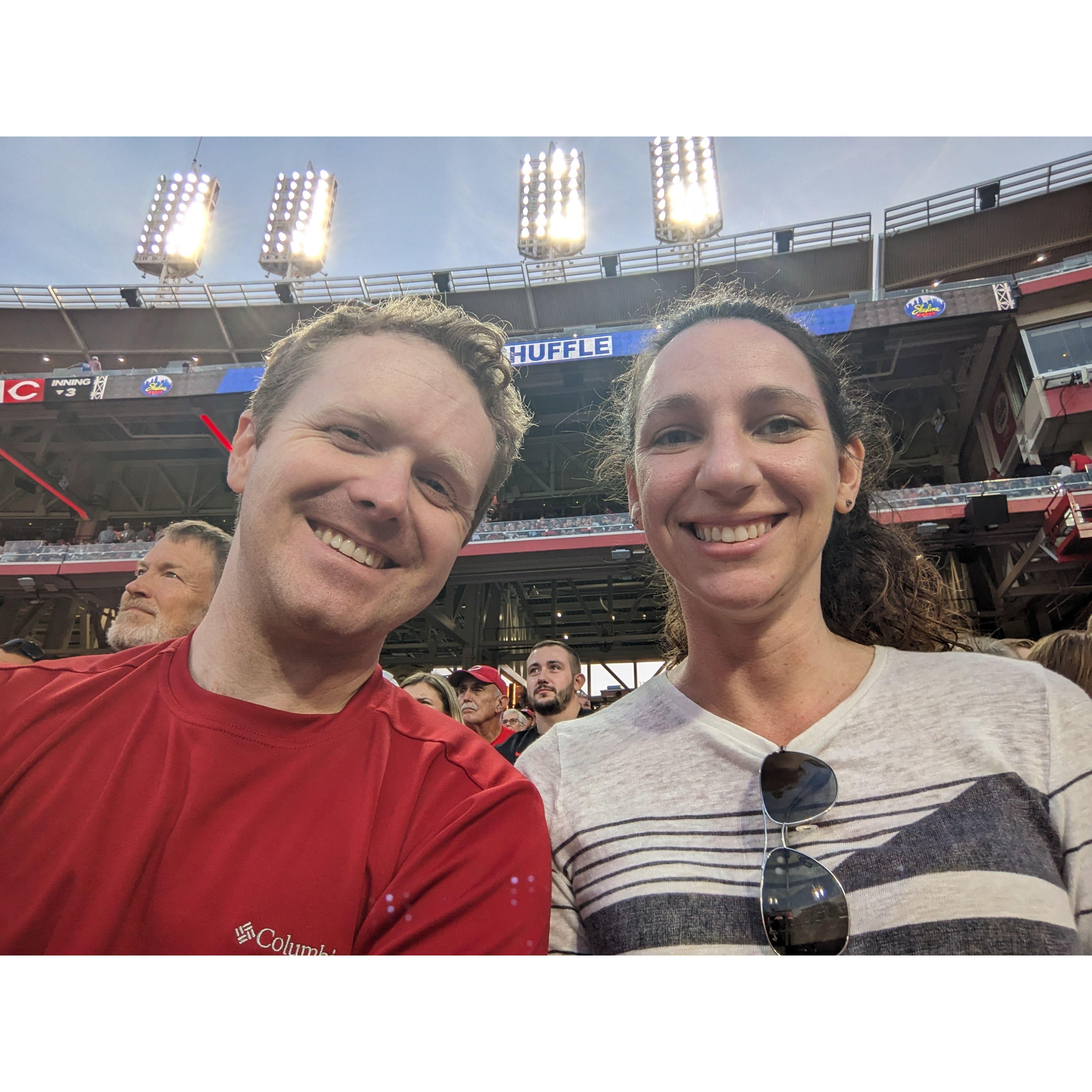 [Cincinnati, OH] One of us was invited to this Reds game; one of us found a way to sneak in...
