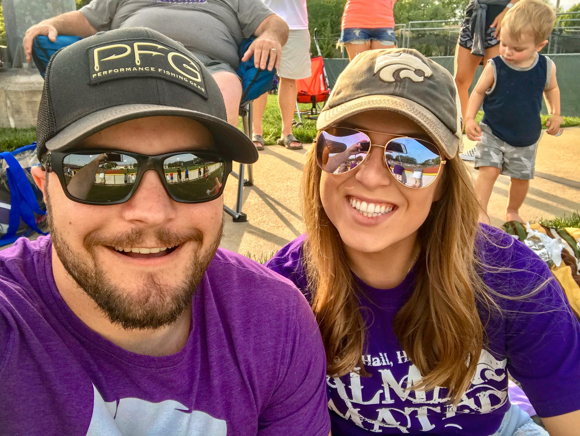 Just before his college graduation in May 2018, DJ and Katie saw one last baseball game at K-State. Spot anyone familiar in the top right corner?