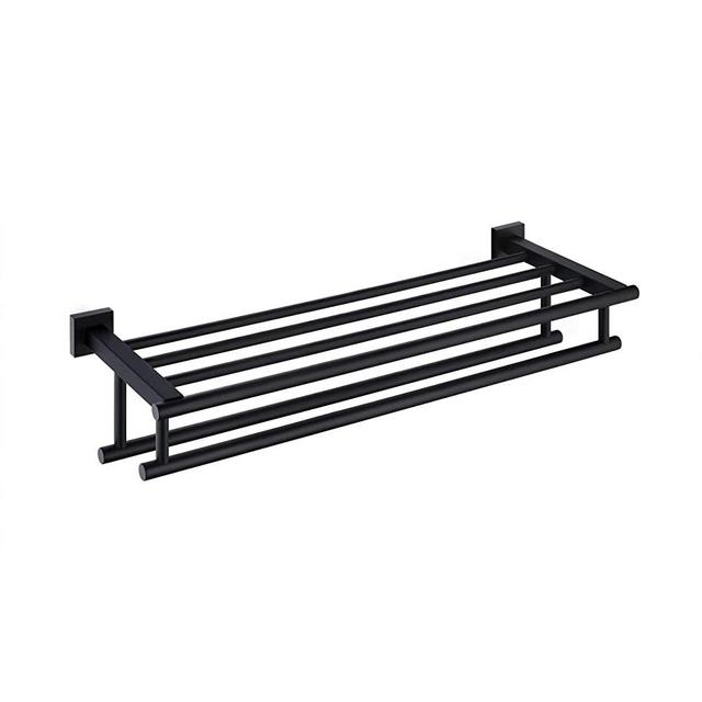 KES Towel Rack with Double Towel Bar 24 Inch Bathroom Hotel Shower Shelf SUS304 Stainless Steel Modern Wall Mounted Holder Matte Black, A2112S60-BK