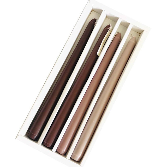 Taper Candles 10'' Colored Candle Sticks Set of 4 | Coffee Cream Scented, Natural Soy Wax | Home Decor Kitchen Decor Wedding Decorations (Brown Shades)
