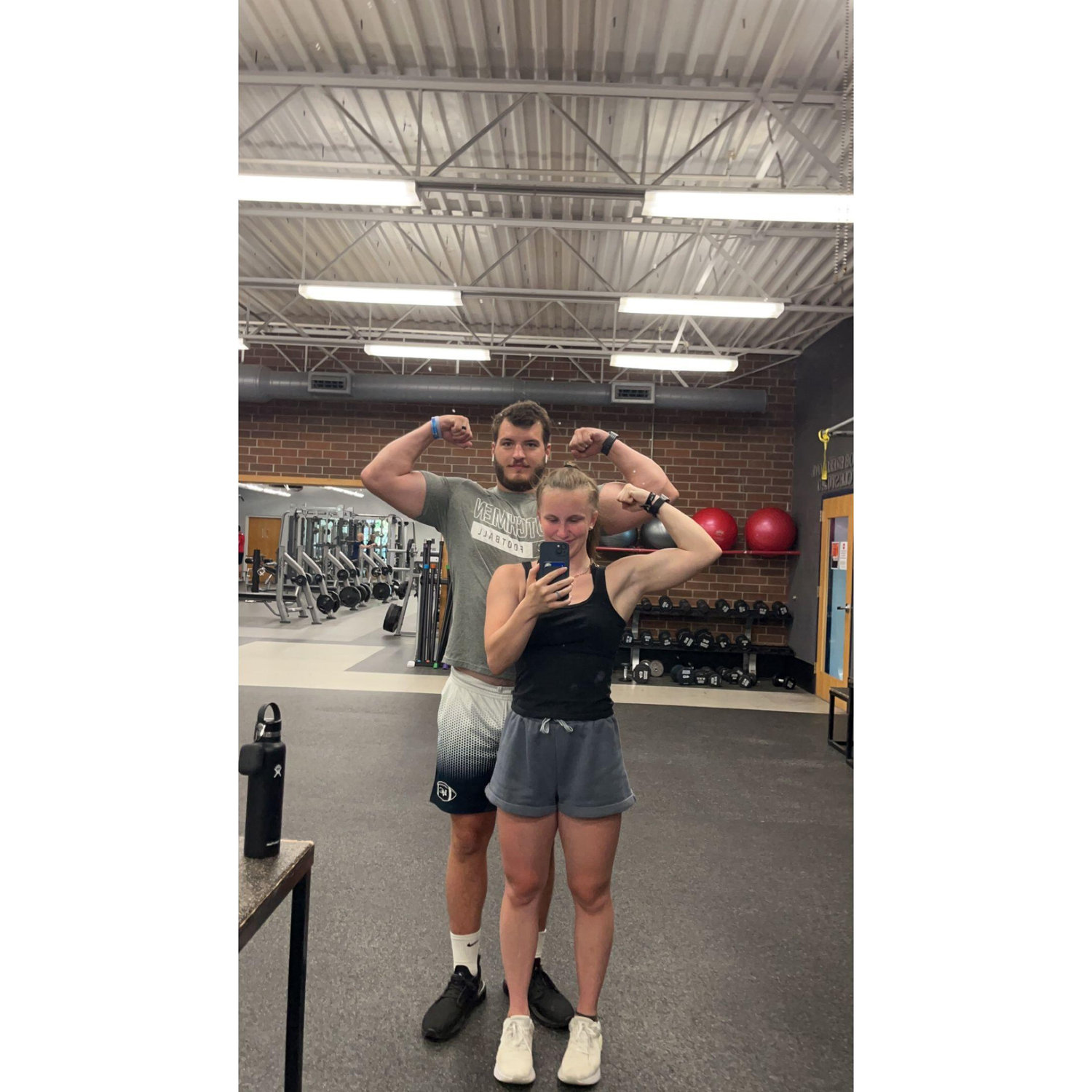 Worked out together every day Summer of 2023! Some might even say Olivia's bigger than Cody in this picture...
