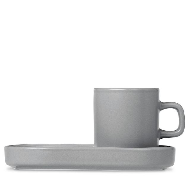 Blomus Pilar Espresso Cups with Trays, Set of 2