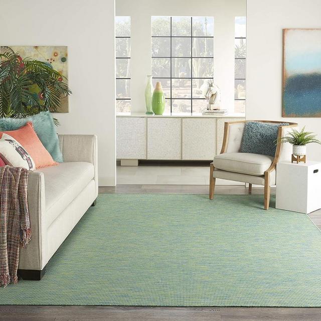 Nourison Positano Indoor/Outdoor Blue/Green 6' x 9' Area Rug, Easy Cleaning, Non Shedding, Bed Room, Living Room, Dining Room, Backyard, Deck, Patio (6x9)