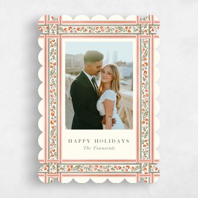 Pink Scalloped Holiday Card - Kinsale Portrait
