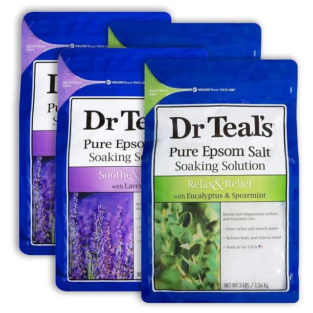 Dr. Teal's Epsom Salt 12 lb Bath Time Value Pack - 6 lb Lavender, 6 lb Eucalyptus Spearmint - Bath Time Epsom Soaking Salts